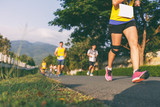 Fototapeta  - Marathon running race, Run up the mountain road.
