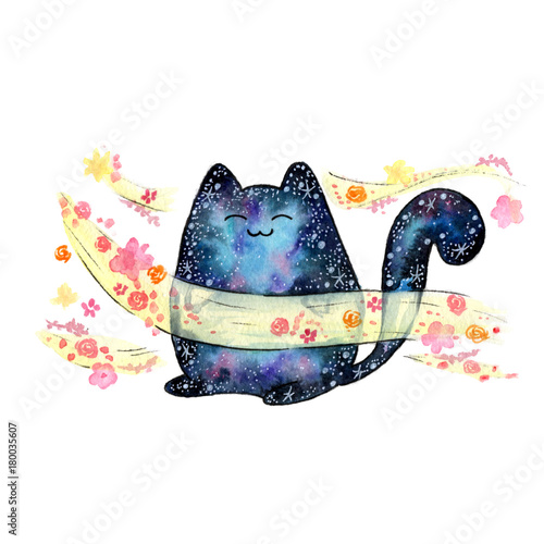 akwarela-kosmiczny-kot-kawaii-zwierzece-kwiatowy-wiatr-zapach-zapach-aroma