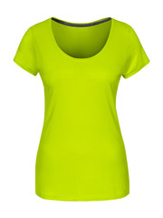 Wall Mural - Chartreuse green tight women s t shirt with copy space isolated on white