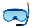 Blue diving or snorkel mask with tube.