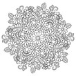 © miluwa - Vector flower mandala in black and white. Round pattern for coloring
