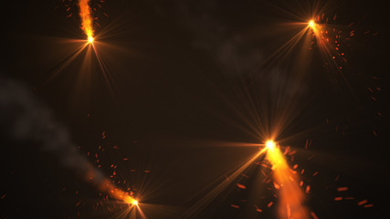 Wall Mural - fire comet flying. shining lights in motion with small particles. ring of fire, plasma ring on a dar
