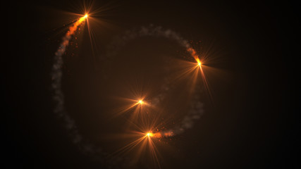 Wall Mural - fire comet flying. shining lights in motion with small particles. ring of fire, plasma ring on a dar
