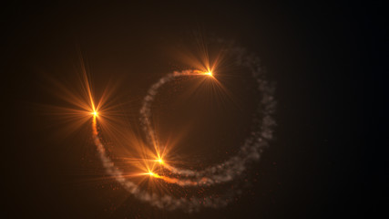 Wall Mural - fire comet flying. shining lights in motion with small particles. ring of fire, plasma ring on a dar