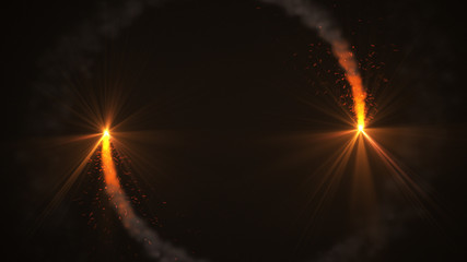 Wall Mural - fire comet flying. shining lights in motion with small particles. ring of fire, plasma ring on a dar