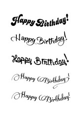 Wall Mural - Handwritten modern brush lettering of Happy Birthday on white background. Typography design. Greetings card.