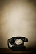 Viintage Black 1940s Telephone on Wood with Aged Effects