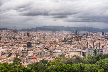 Canvas Print - Aerial cityscape view of Barcelona, Catalonia, Spain