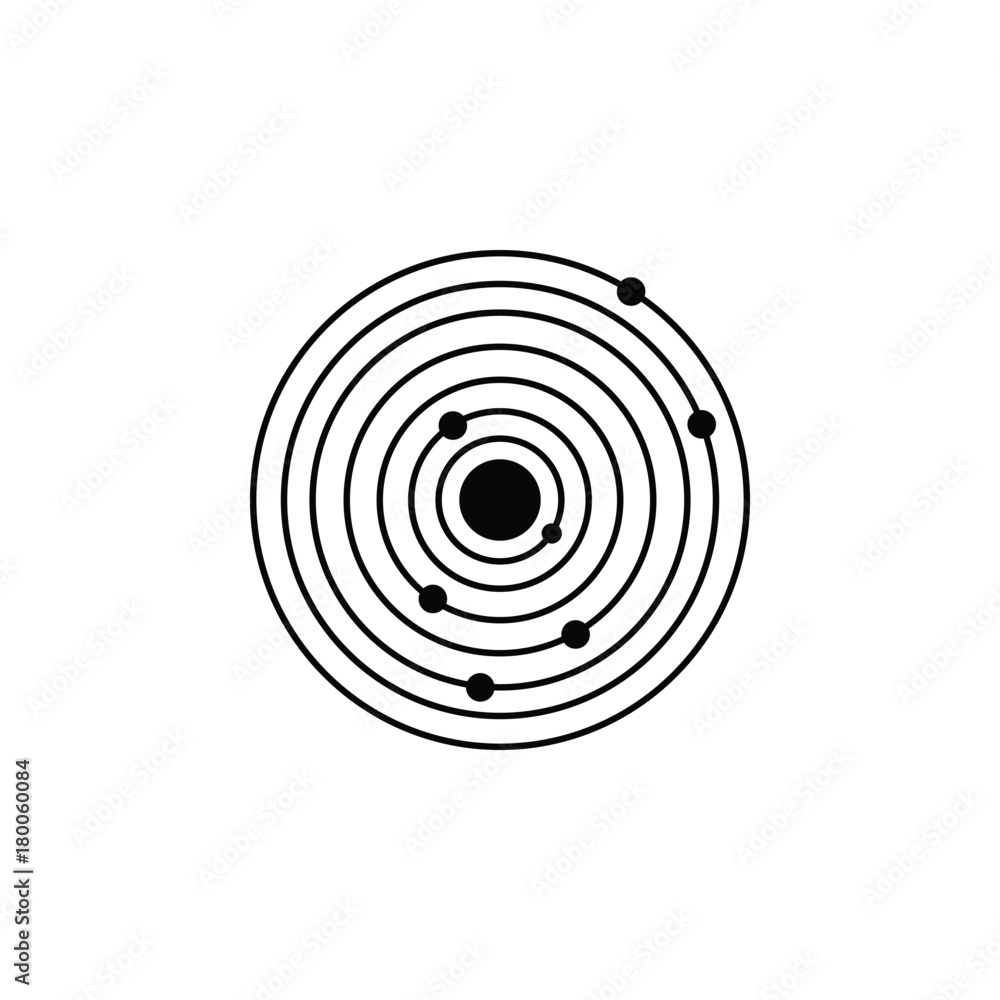 Solar System Vector Icon. Sun surrounded by planets. Simple, modern ...
