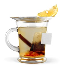 Sticker - Glass of Tea with Tea Bag and Cinnamon Stick