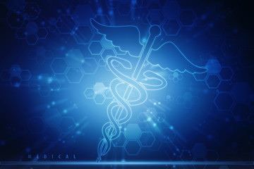 Wall Mural - 2d illustration caduceus medical symbol