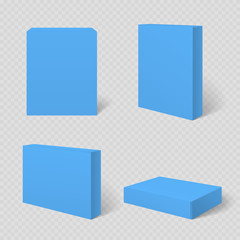 Wall Mural - Blue blank cardboard package box vector template
