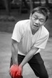 © 9nong - man with knee joint pain, arthritis, inflammation, asian senior or middle age