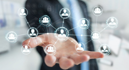 Canvas Print - businessman using social network connection 3d rendering
