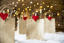 Christmas Shopping Bag, Snowflakes, Lights, Copy Space
