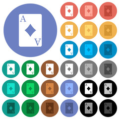 Poster - Ace of diamonds card round flat multi colored icons