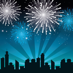 Sticker - brightly colorful fireworks background