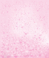 Wall Mural - vector pink bokeh background with hearts.