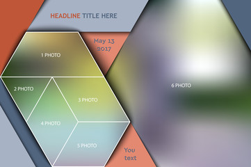 Wall Mural - Template for photo collage in modern style. Frames for clipping masks is in the vector file