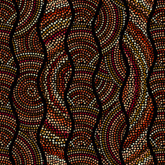 Aufkleber - Ethnic boho seamless pattern in african style on black background. Tribal art print. Irregular polka dots pattern.