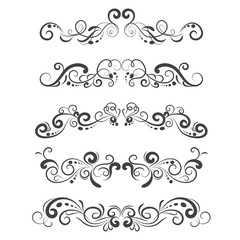 Wall Mural - vector illustration set of border calligraphic and dividers decorative