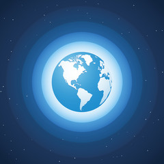 Wall Mural - world globe on blue wave background America