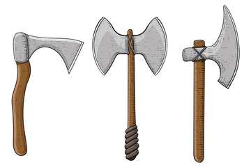 Wall Mural - Viking axes. Colored hand drawn sketch