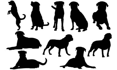 Wall Mural - Rottweiler Dog Silhouette Vector Graphics