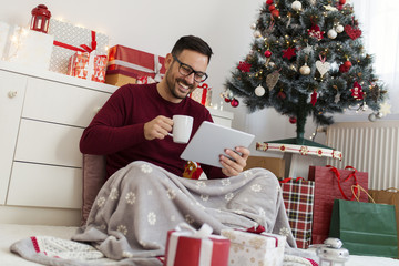 Wall Mural - Morning next to Christmas tree