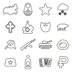 Russia Country & Culture Icons Thin Line Vector Illustration Set