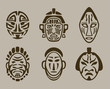 tribal mask set of Africa, Asia and America