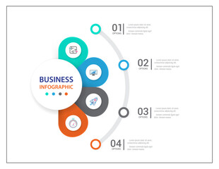 Wall Mural - modern infographics process with connected , icons and text for 4 steps.