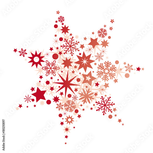 roter Weihnachtsstern bestehend aus vielen unterschiedlichen Sternen