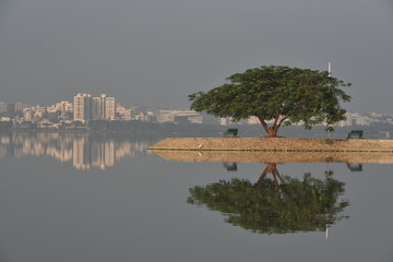 Wall Mural - Buddha Statue, Hussain Sagar lake, Hyderabad, India