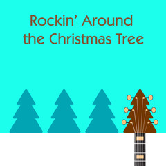 Sticker - Rockin’ around the Christmas tree guitar background for Print or Web  