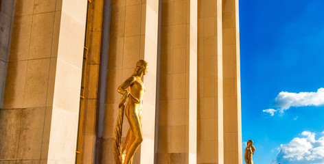 Wall Mural - The Eiffel Tower in paris on a beautiful sunny day. View from Tr