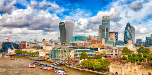 Sticker - London, UK. City skyline along river Thames