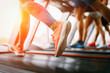 © NDABCREATIVITY - Picture of people running on treadmill in gym