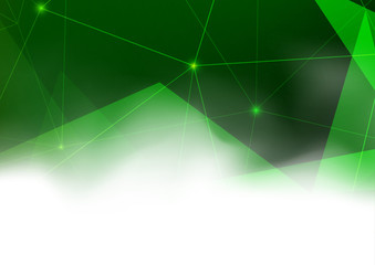 Wall Mural - Bright green abstract geometrical connection background layout