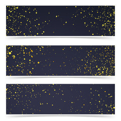 Wall Mural - Bright gold mist particle over dark background card collection