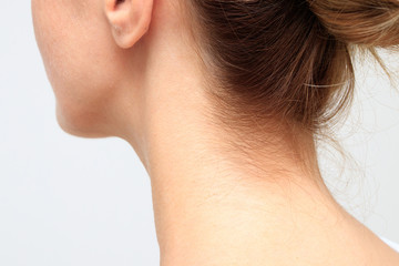 nape of a young woman's neck