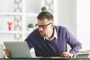 Sticker - Thoughtful european man working on project