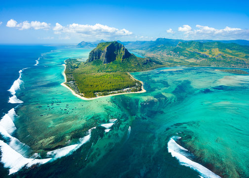 aerial view of mauritius island