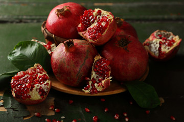 Wall Mural - pomegranates on plate