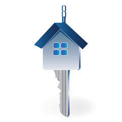 Logo house key blue design