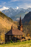 Fototapeta  - Church in Jaworzyna Tatrzanska in Slovakia in autumn scenery