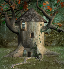 Wall Mural - Fantasy tree house in the forest
