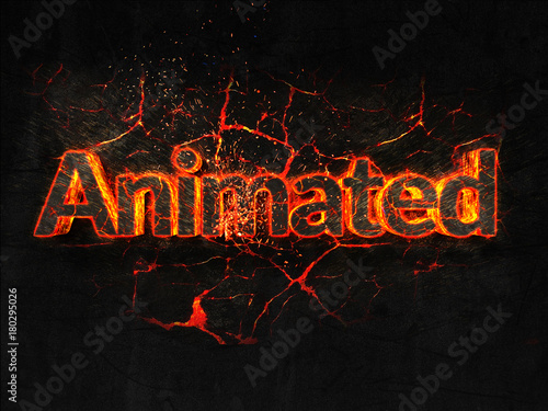 Animated Fire text flame burning hot lava explosion background. Stock