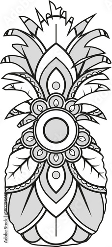Download Vector illustration of a mandala pineapple silhouette ...