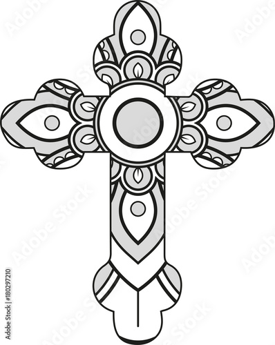 Download Vector illustration of a mandala cross silhouette - Buy ...